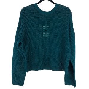 Joie Diza Open Knit Sweater Pullover Ocean Green Medium